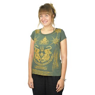 Thai Tempel Tattoo Women Shirt Tiger grn M