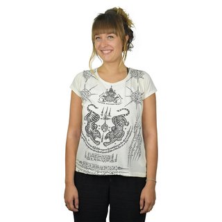 Thai Tempel Tattoo Women Shirt Tiger weiss L