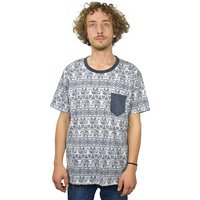 T-Shirt mit Ethno Muster Elephant blau-braun L