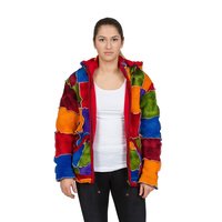 Batik Patchwork Wolljacke mit langer Zipfelkapuze M